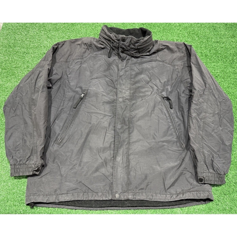 VTG Polo Ralph Lauren Cotton Nylon Jacket Mens XL Black Fleece Lined Hooded 90s